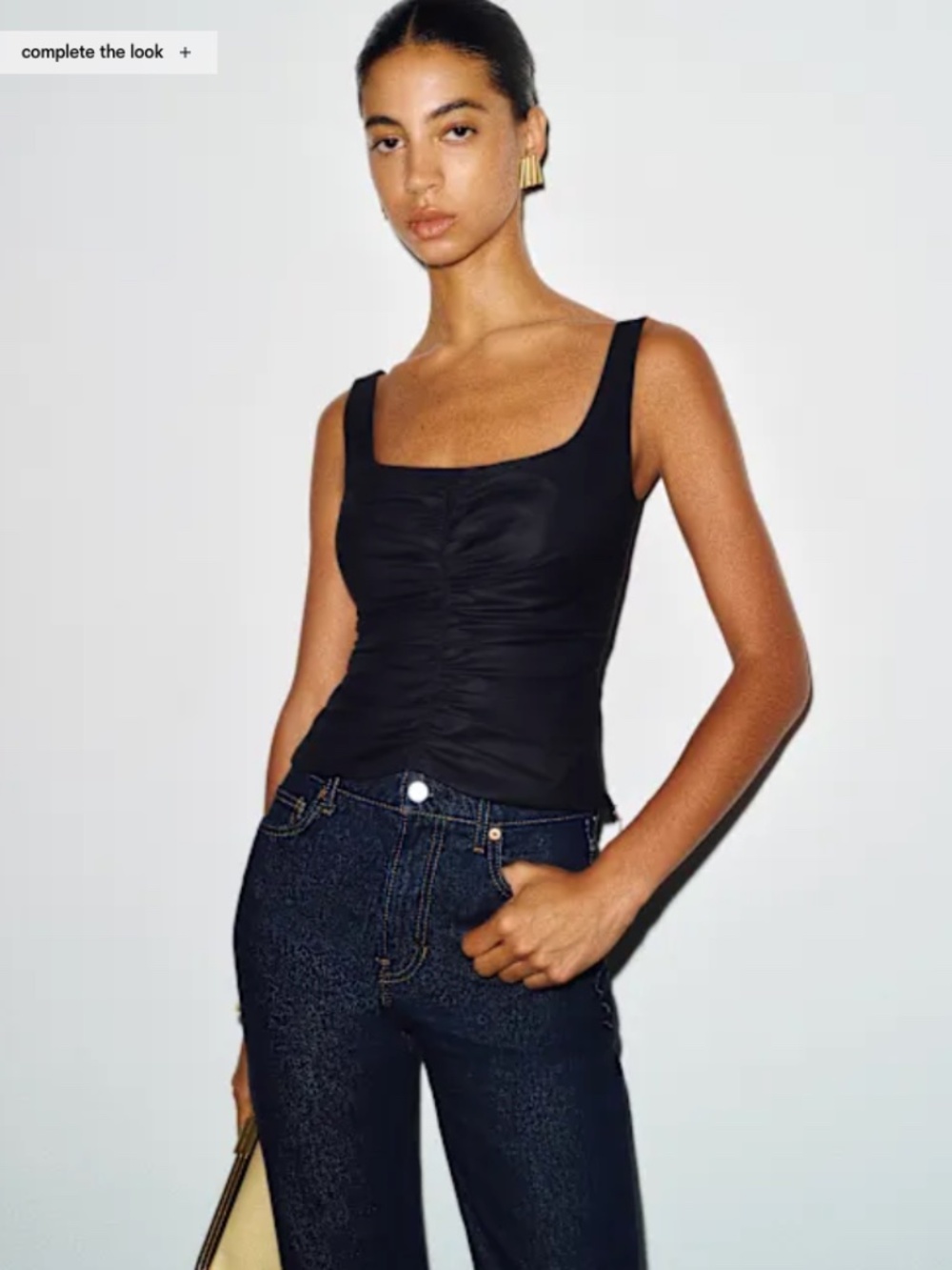 Reformation Thistle Ruched Black Tank Top
